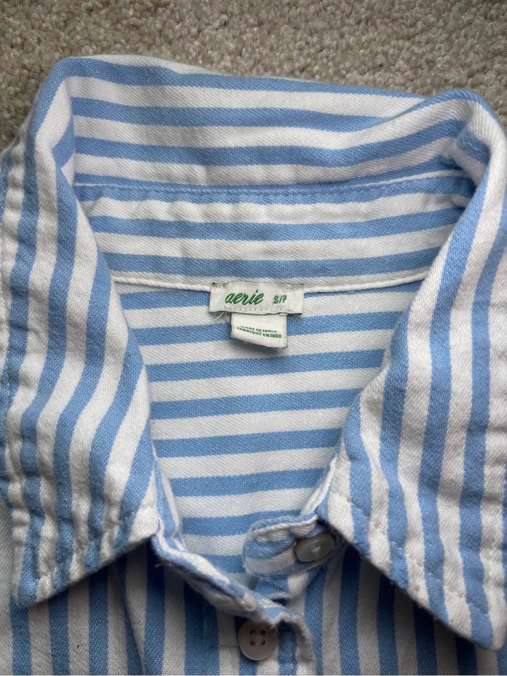 Aerie Blue & White Striped Button Down Shirt Women’s Small Cotton - Picture 3 of 8
